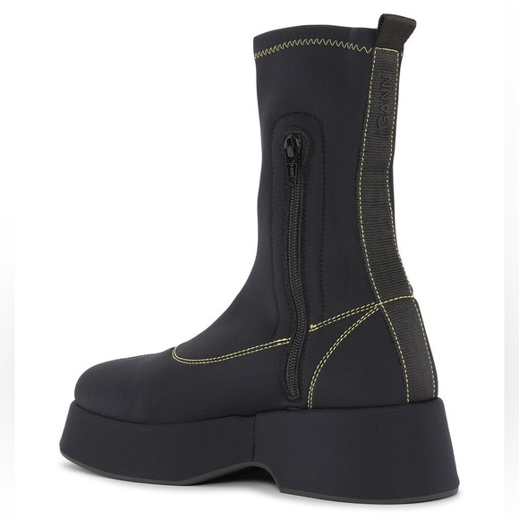 NEW Ganni Retro Flatform Ankle Sockboots Black/Yellow Size EU 39/US 9 - Picture 2 of 12